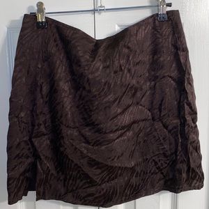 Motel Brown Animal Print Silk Slip Skirt
